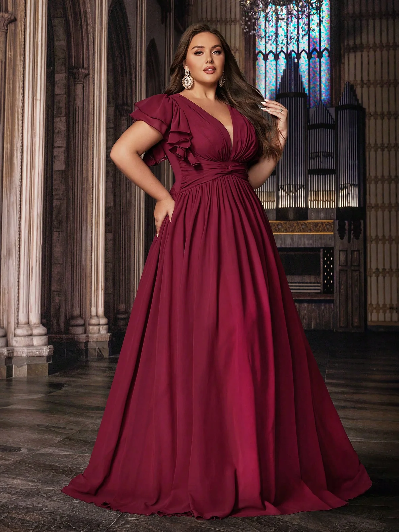 QOQ Romantic Solid Color Plus Size Women Formal Dress Bridesmaid Evening Dresses Suitable Wedding - Image 4
