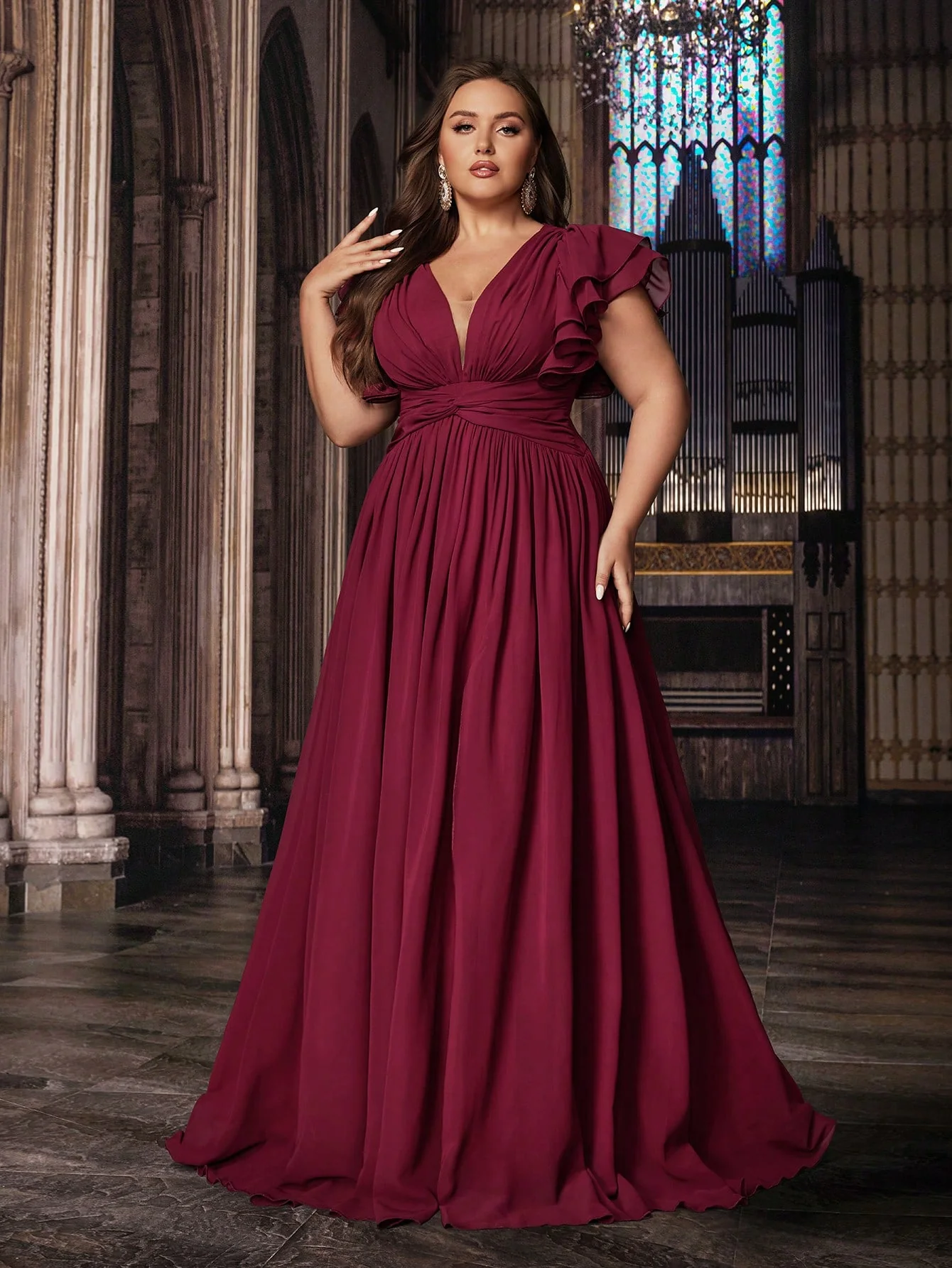QOQ Romantic Solid Color Plus Size Women Formal Dress Bridesmaid Evening Dresses Suitable Wedding - Image 5