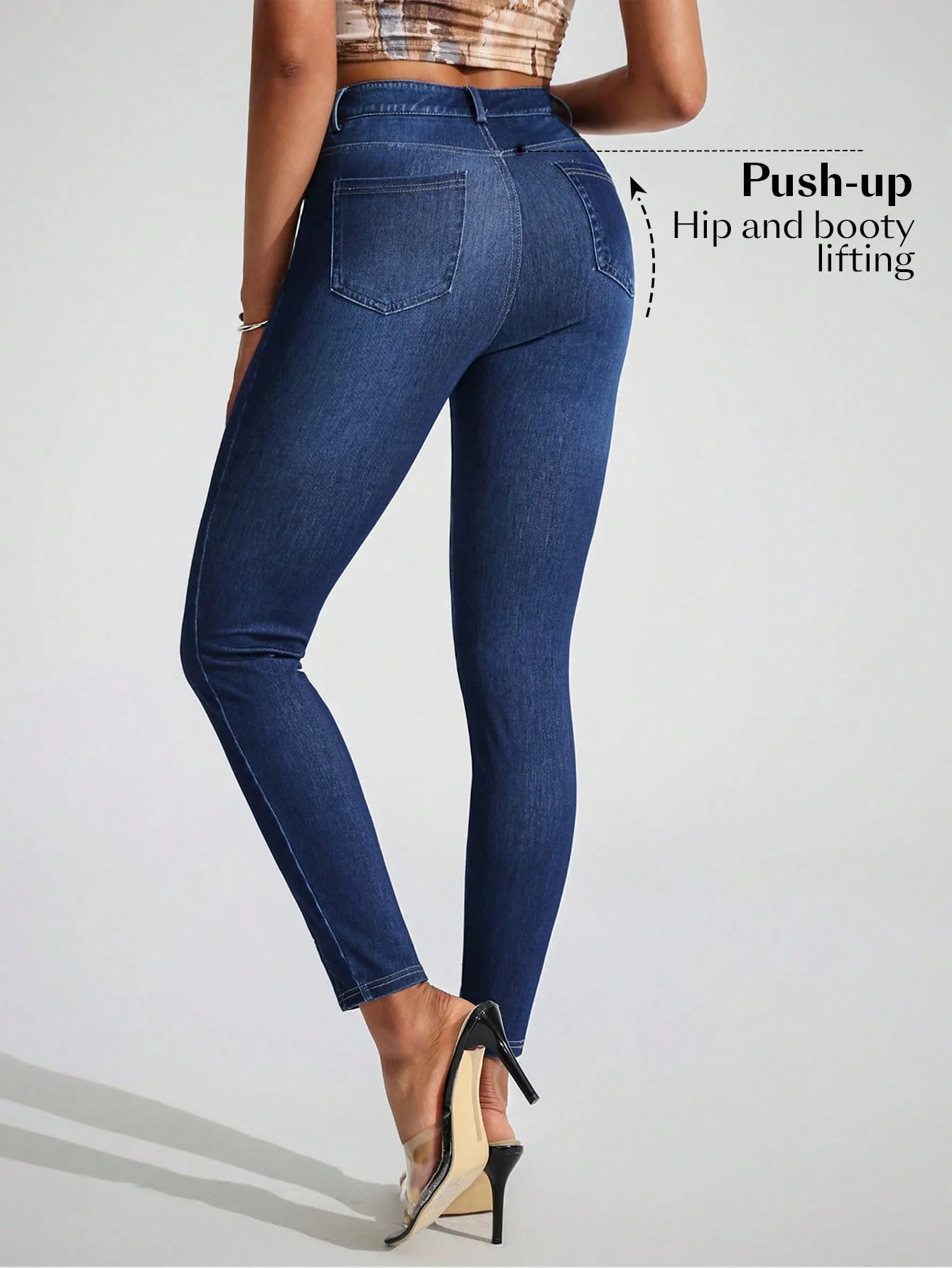 SHEIN Essnce Women's Pocketed Skinny Casual Versatile Denim Jeans - Image 3