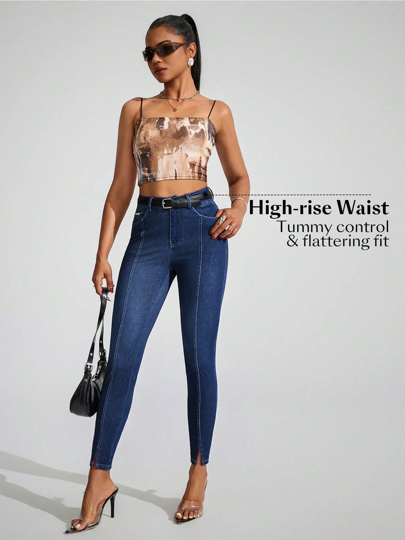 SHEIN Essnce Women's Pocketed Skinny Casual Versatile Denim Jeans - Image 6