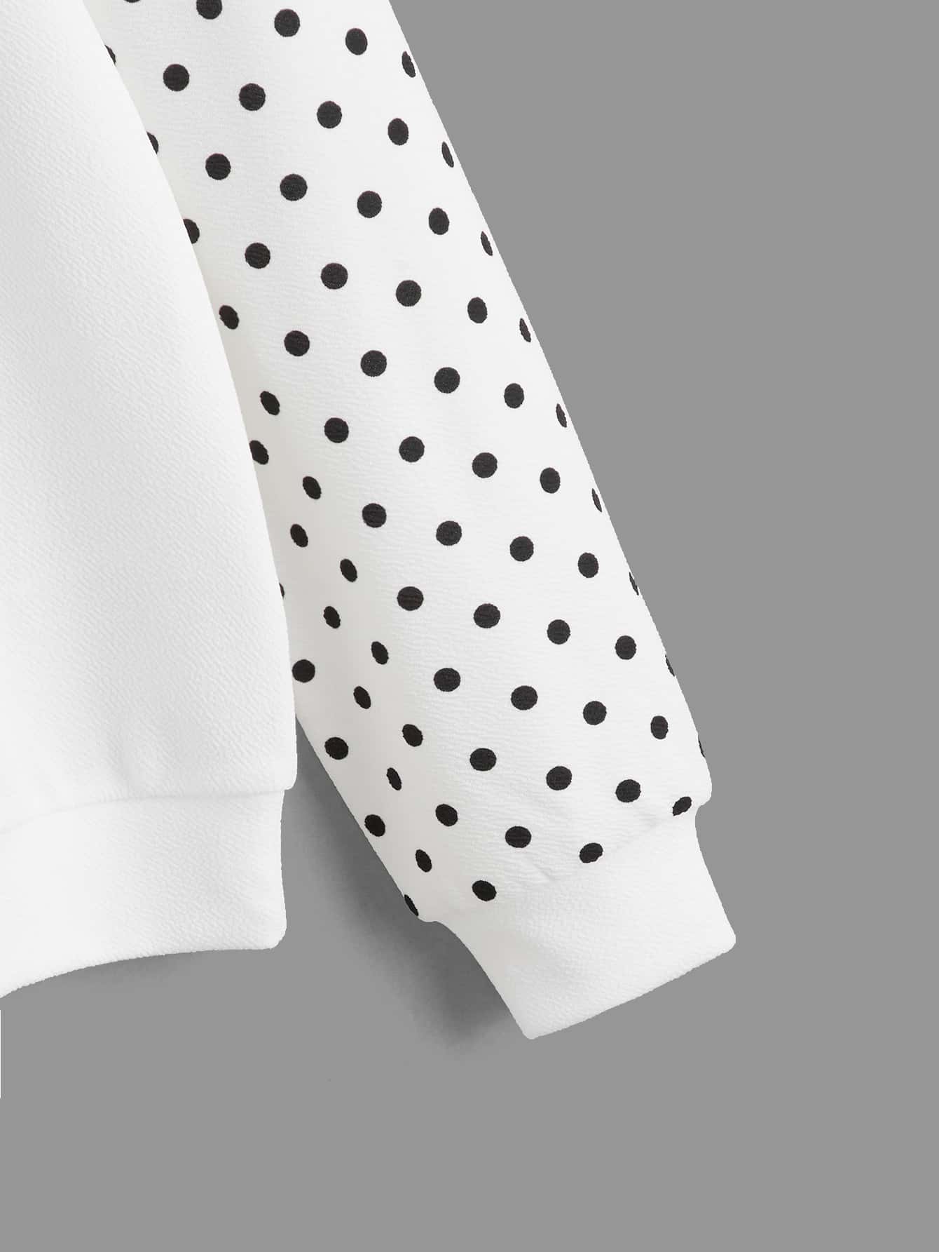 SHEIN LUNE Polka Dot Raglan Sleeve Sweatshirt - Image 3