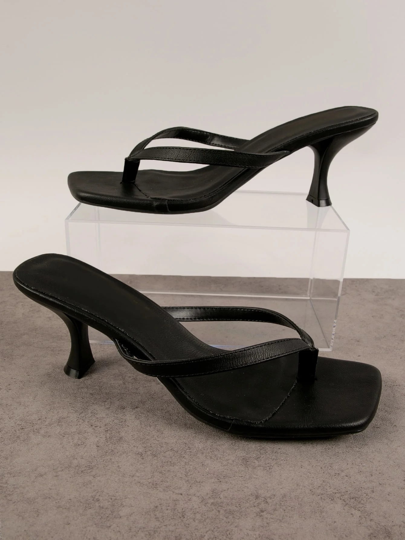 SHUZIA Square Toe Thong Slip On Low Heeled Mules Summer Shoes Spring Shoes Spring Break Easter Prom Heels Wedding Shoes - Image 4