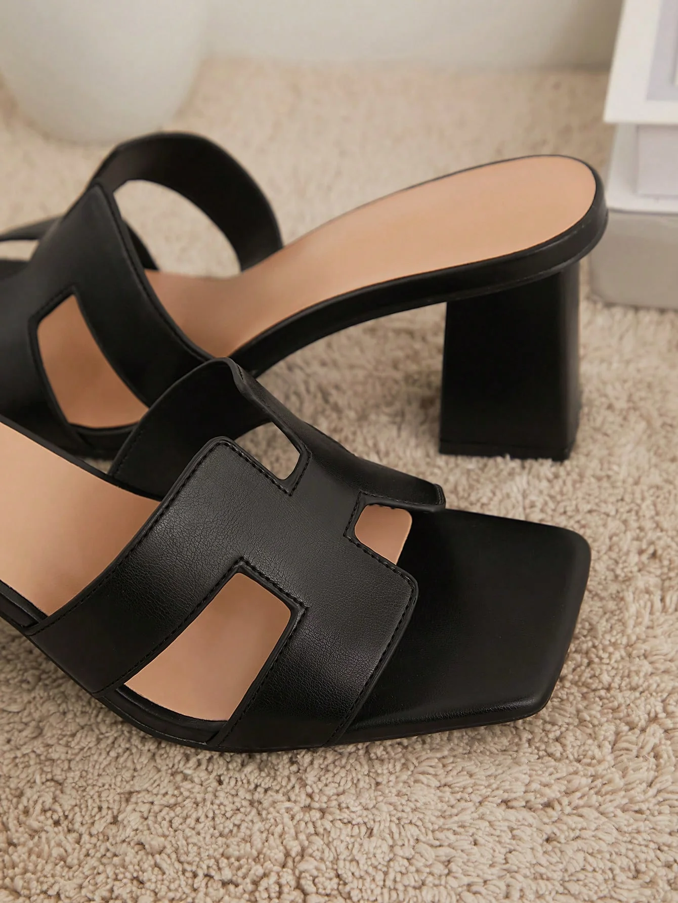 SHUZIA Women's Creative Fashion Street Style H-Shaped Band Slide Heel Sandals Holiday Vacay Vibe For And Summer Shoes Spring Shoes Spring Break Easter Prom Heels Wedding Shoes - Image 6