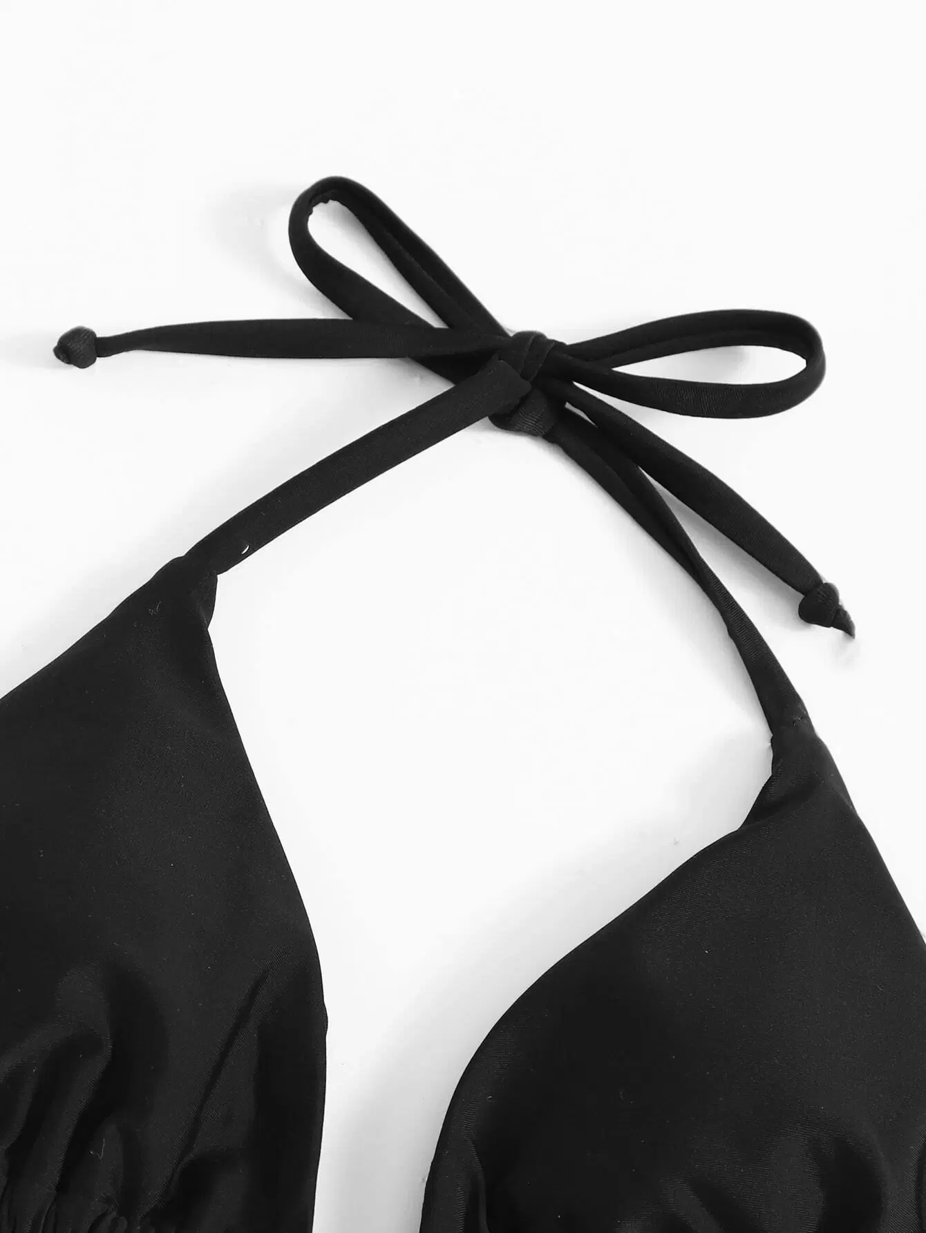Solid Halter Thong Bikini Swimsuit - Image 6