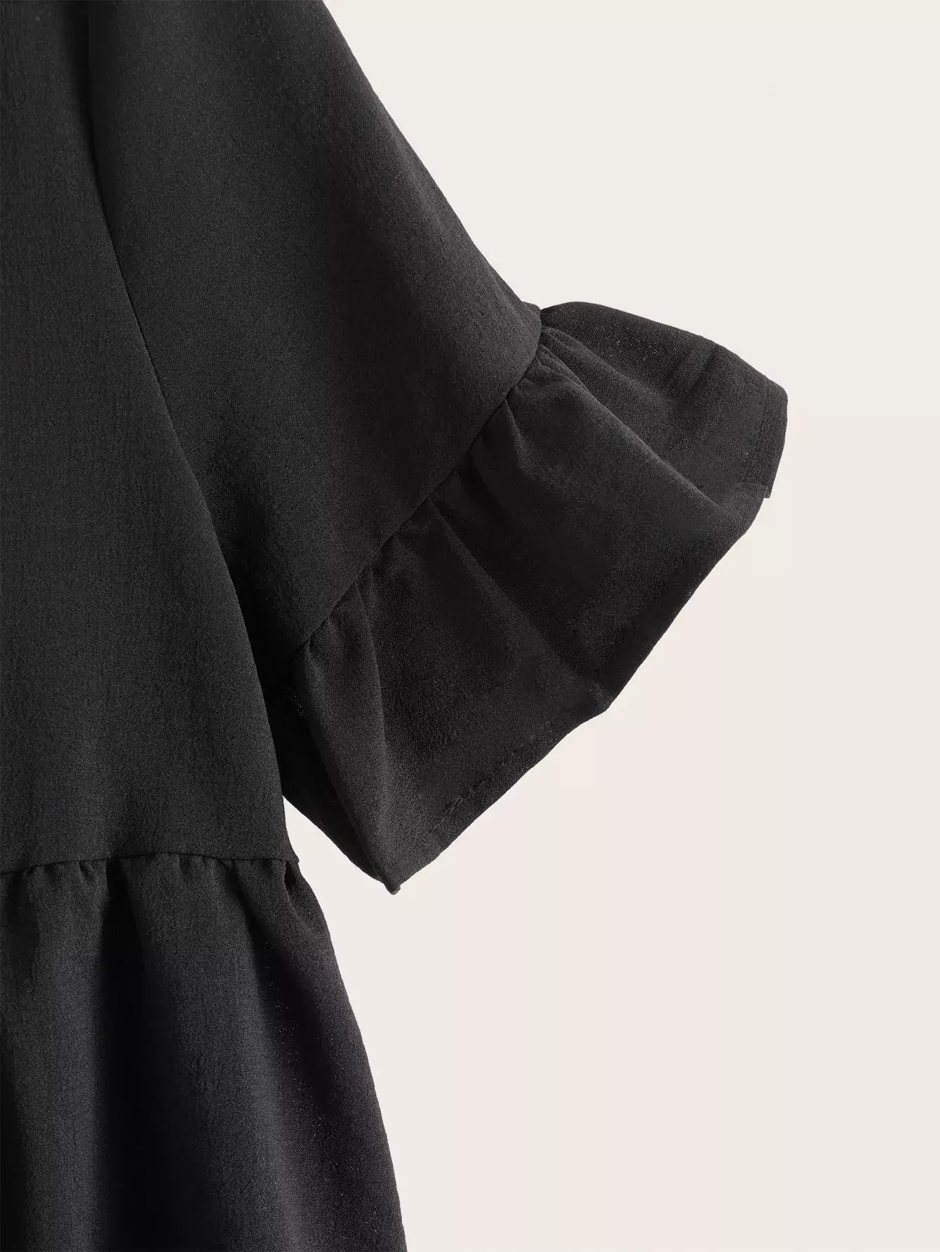 Solid Ruffle Trim Smock Top - Image 3