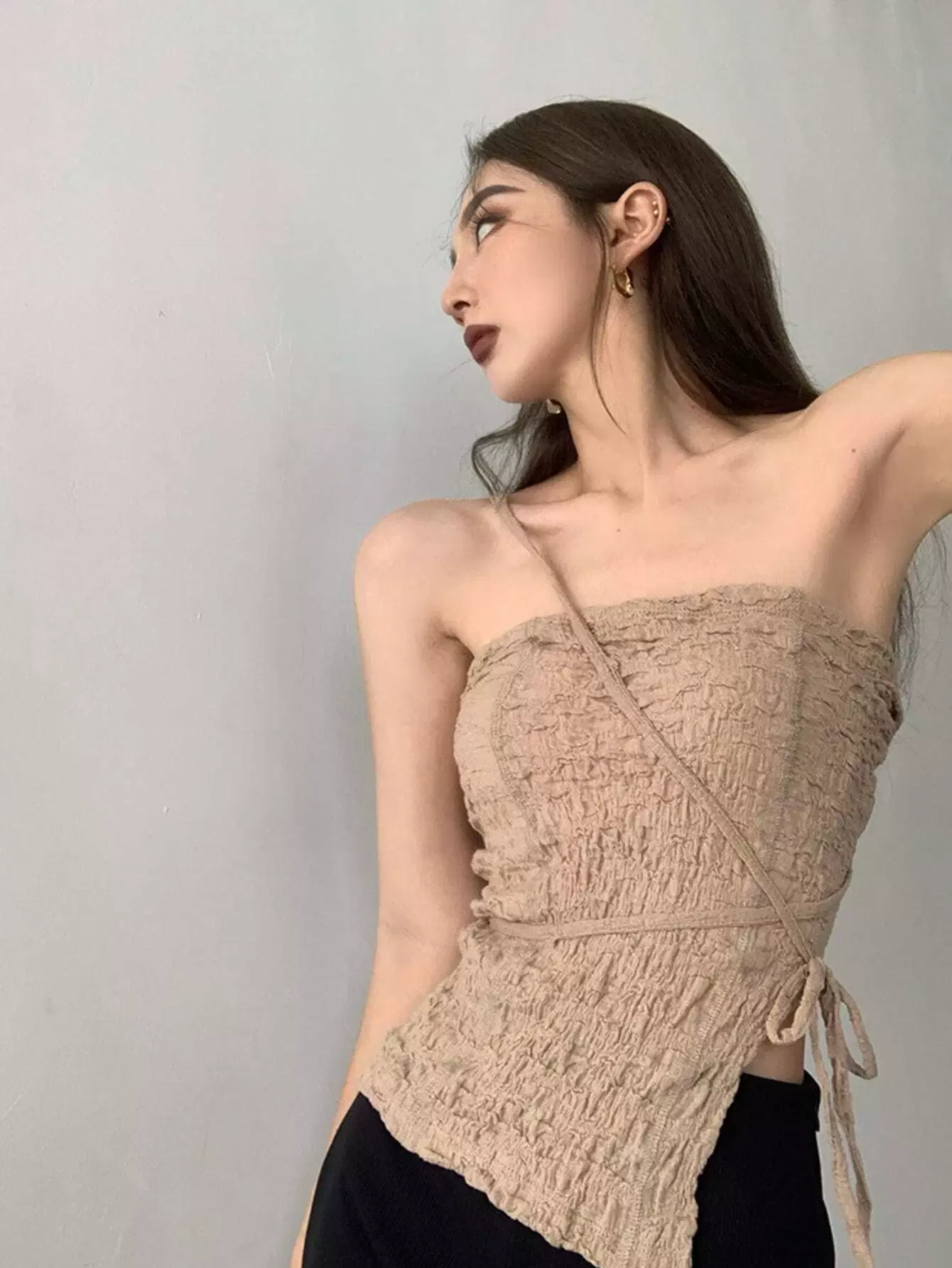 Solid Slit Hem Strappy Top - Image 6