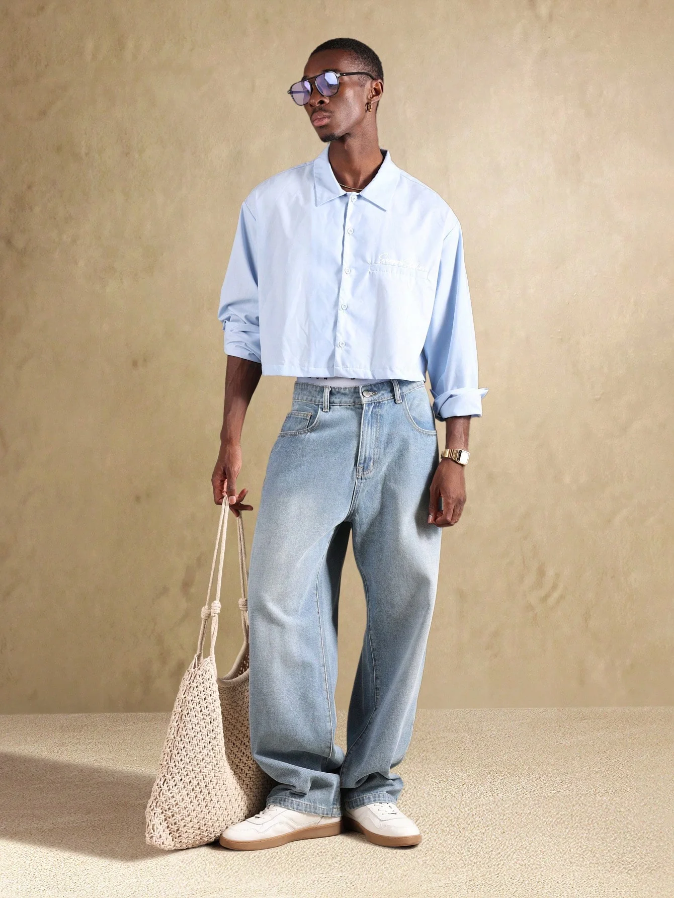 SUMWON Designer Collection Boxy Cropped Button Down Shirt Lightweight Summer Casual Short Sleeve Office Work Minimalist Streetwear - Image 6