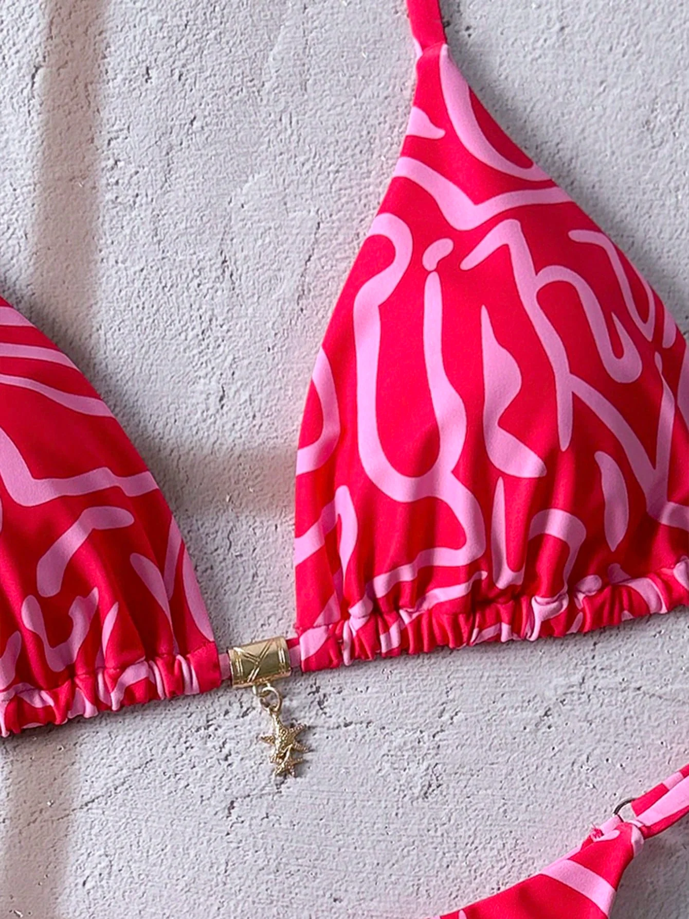 Swim Mod Women's Random Printed Metal Decor Halter Bikini Set - Image 4