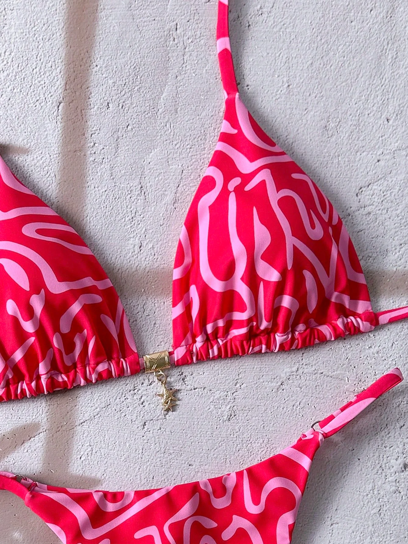 Swim Mod Women's Random Printed Metal Decor Halter Bikini Set - Image 5
