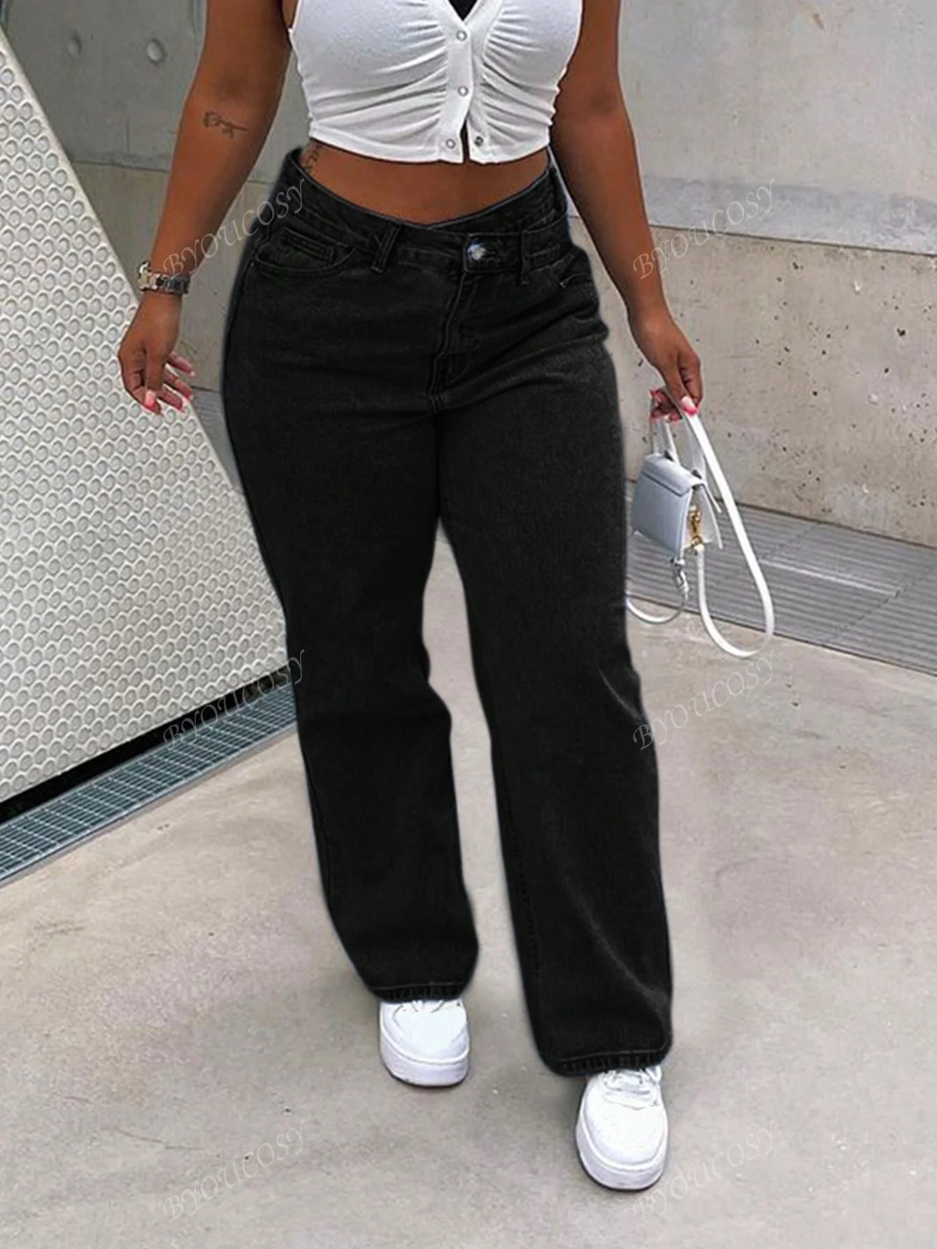 Women's Loose Tapered Waist Jeans - Image 6