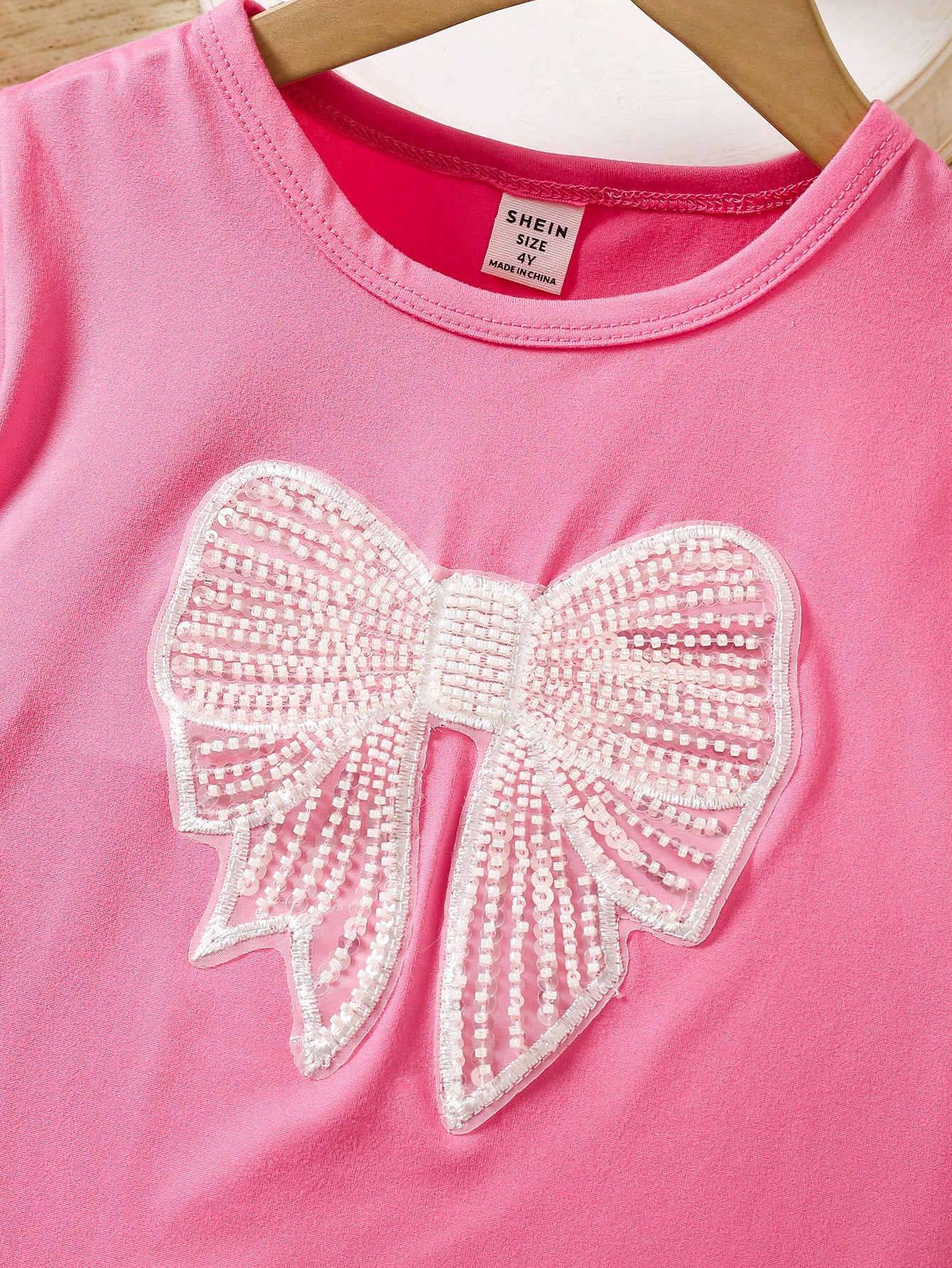 Young Girl' Casual Cute Butterfly Embroidery Round Neck Short Sleeve T-Shirt, Versatile For Daily Wear, - Image 6