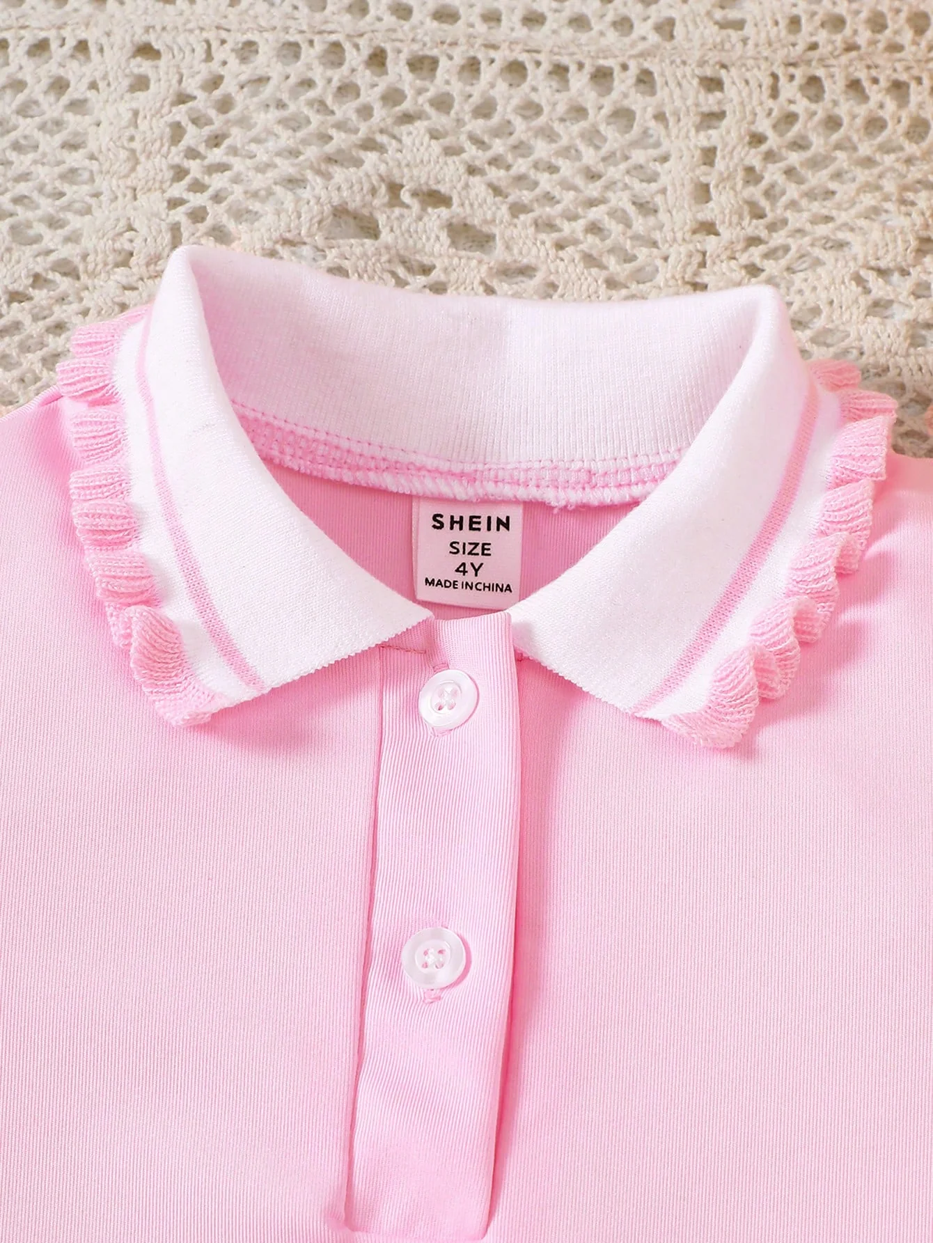 Young Girl' Ruffle Trim Polo Collar T-Shirt, Suitable For Summer - Image 4